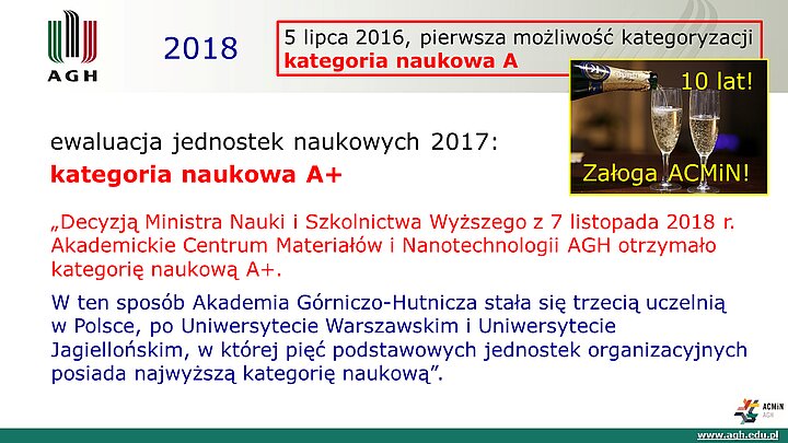 slajd prezentacji podsumowującej 10 lat działalności ACMiN