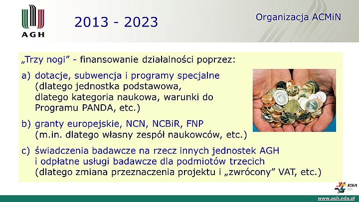 slajd prezentacji podsumowującej 10 lat działalności ACMiN