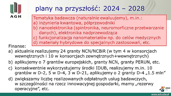 slajd prezentacji podsumowującej 10 lat działalności ACMiN