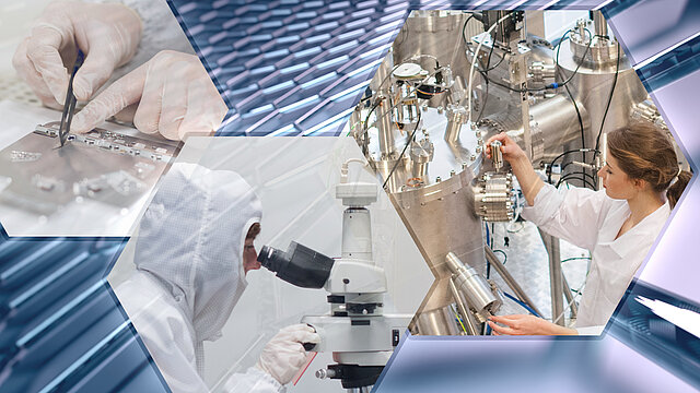 kolaż naukowaców podczas pracy w laboratorium