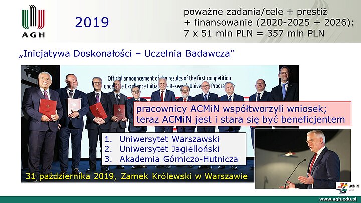 slajd prezentacji podsumowującej 10 lat działalności ACMiN