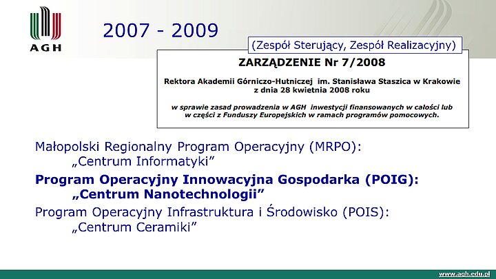 slajd prezentacji podsumowującej 10 lat działalności ACMiN