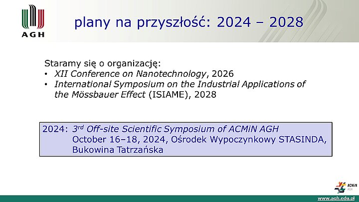 slajd prezentacji podsumowującej 10 lat działalności ACMiN