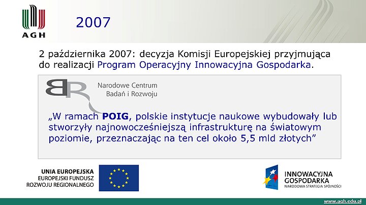 slajd prezentacji podsumowującej 10 lat działalności ACMiN