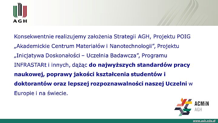 slajd prezentacji podsumowującej 10 lat działalności ACMiN